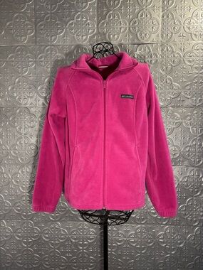 Columbia | Raspberry Pink Zip Fleece Jacket medium | sporty spring Barbie pink
